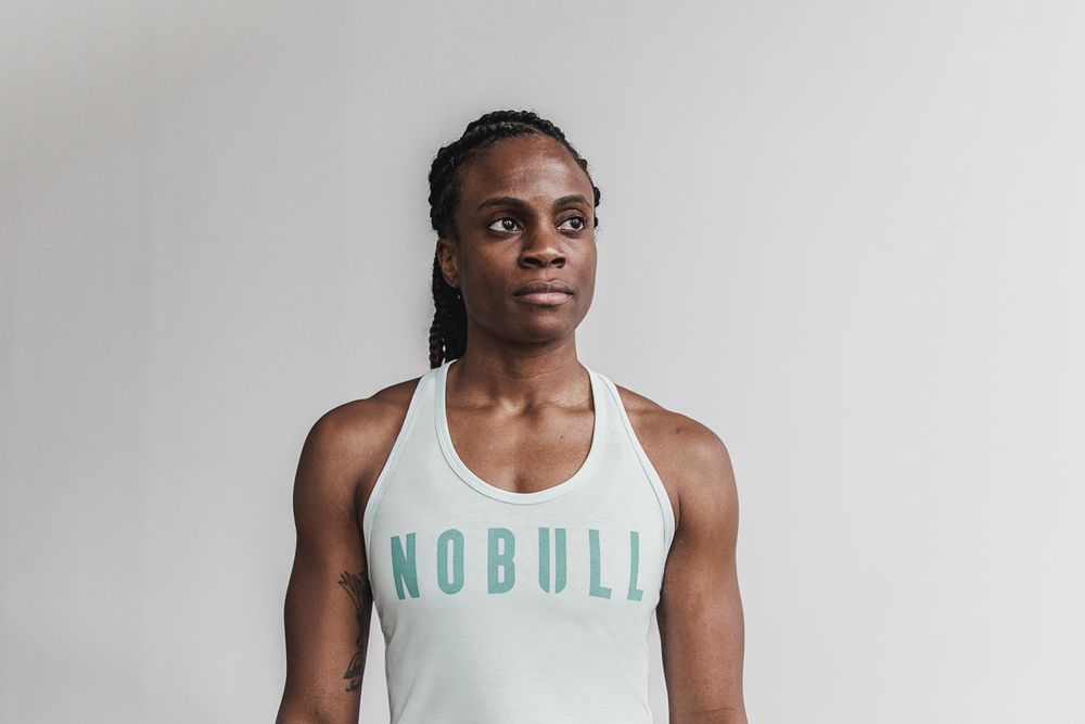 NOBULL Women's Racerback Tank Tops - Mist - Ireland (1056QMBXL)